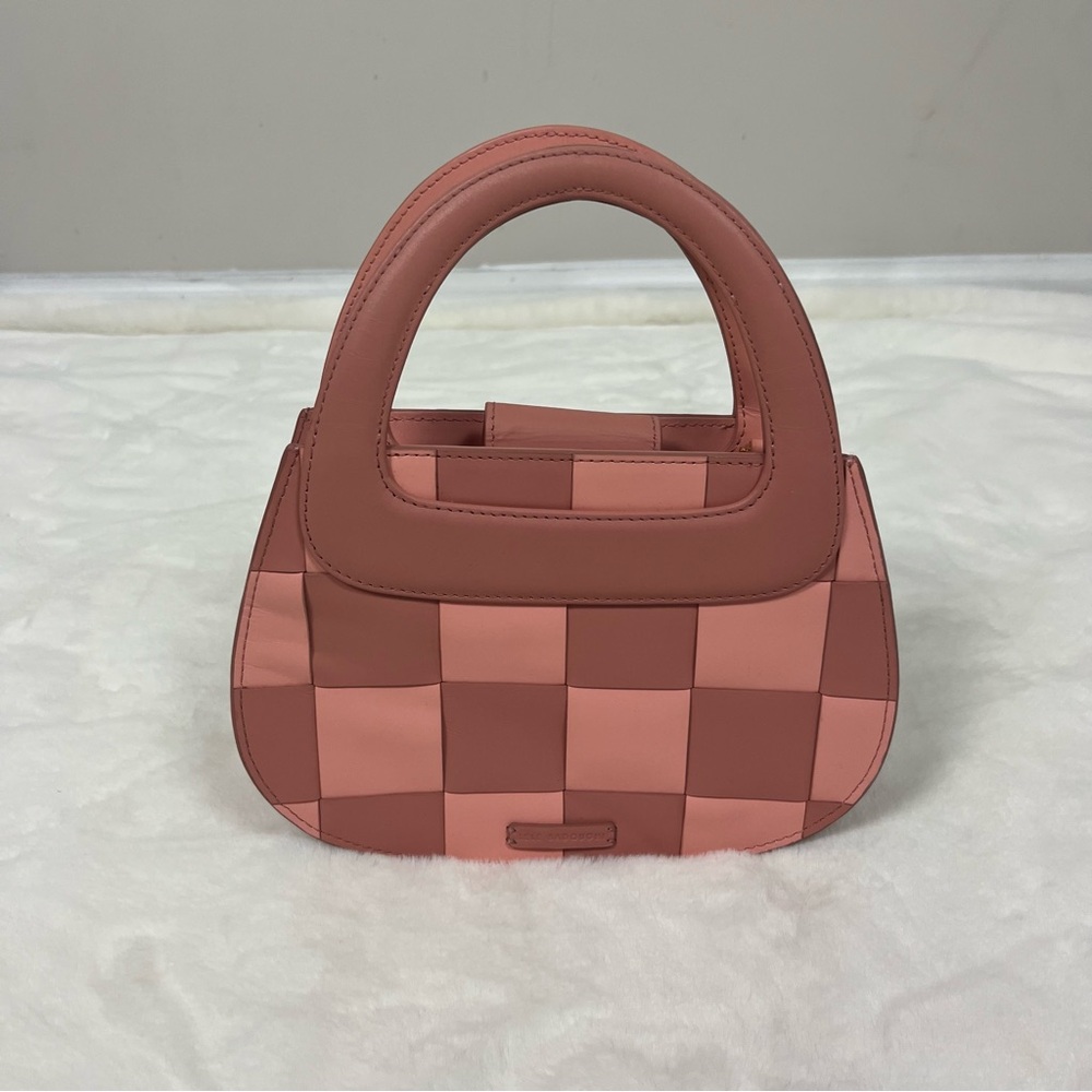 LELE SADOUGHI CARLA CHECKERED LEATHER TOP HANDLE BAG - Picture 6 of 12